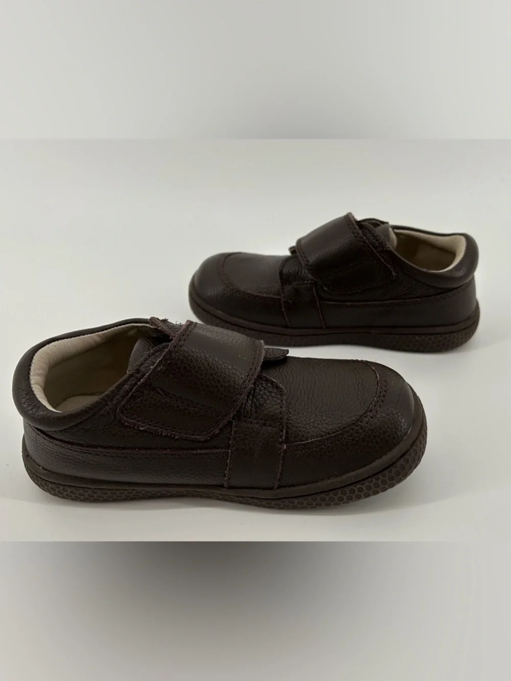 Livie & Luca Brown Leather Hook-and-Loop Kids Dress Shoes